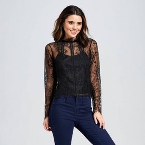 Xhilaration Long Sleeve Lace Mockneck blouse